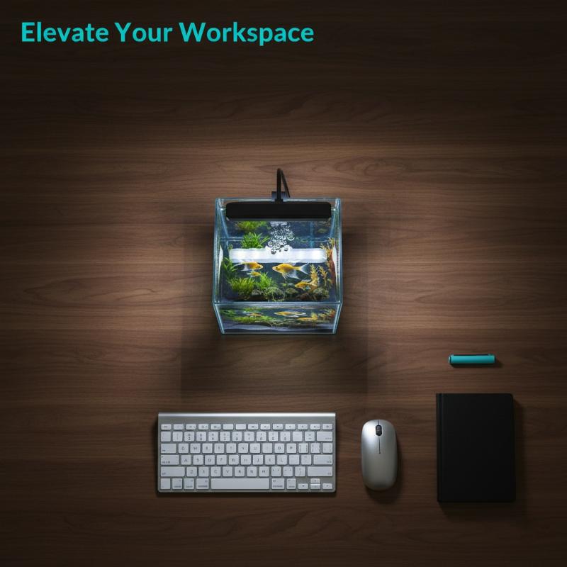 Home Office With Plants - USB Akvaryum Klipsli Işık Esnek Boyunlu