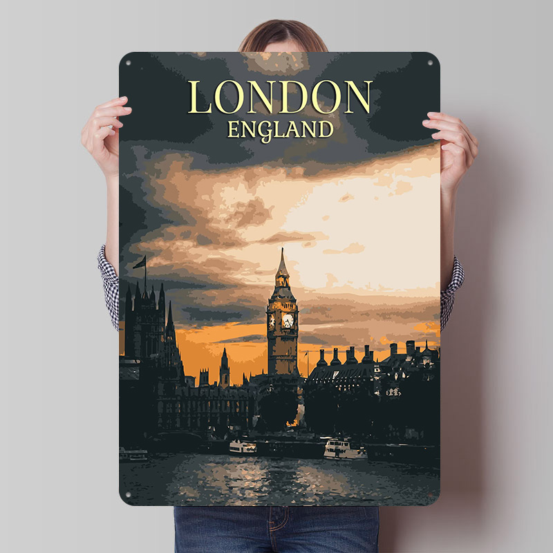 Home Office Of London - Vintage Londra Teneke Posterleri Özelleştirilebilir Duvar