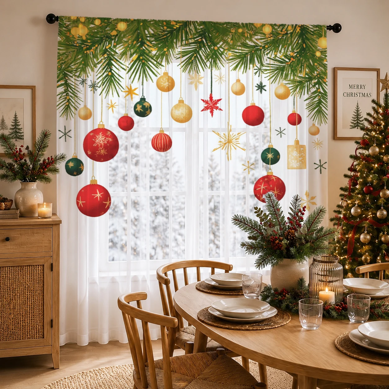 Home Office With Plants - Noel Gradyanlı Şeffaf Perde, Oturma Odası/Yatak