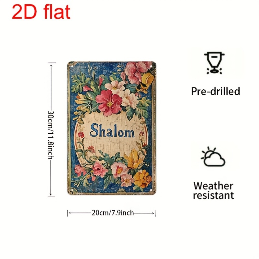 Home Office Decor - CIFBUY Vintage Çiçekli Şalom Alüminyum Duvar