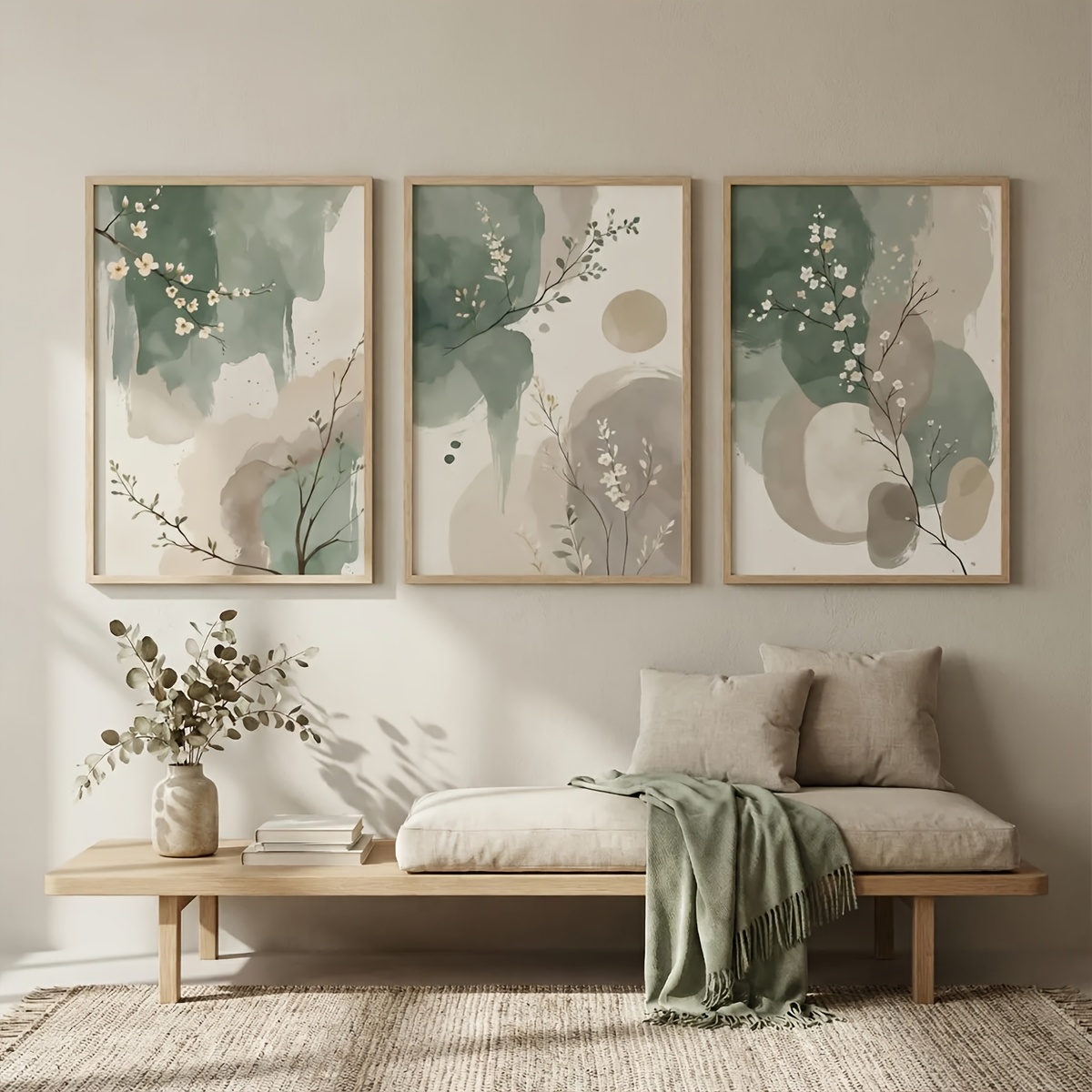 3 adet Japon Tarzı Bitki Tuval - Home Office With Plants incelemesi ve fiyatı