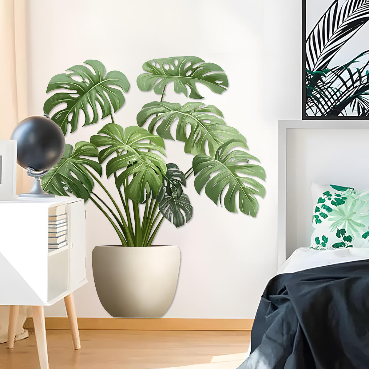 3D Etiket Yeşil saksı Duvar De - Home Office Wallpaper incelemesi ve fiyatı