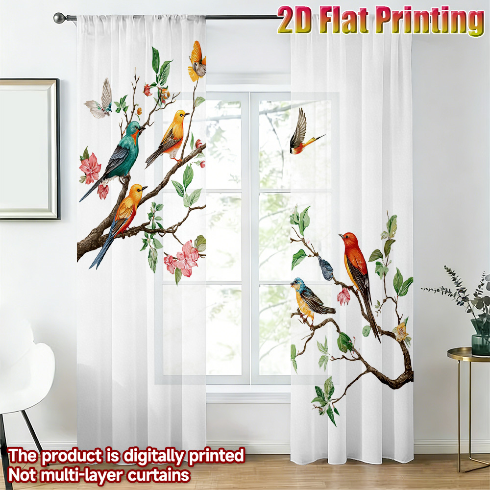 2 Adet Renkli Kuş Desenli Şeff - Home Office With Plants incelemesi ve fiyatı