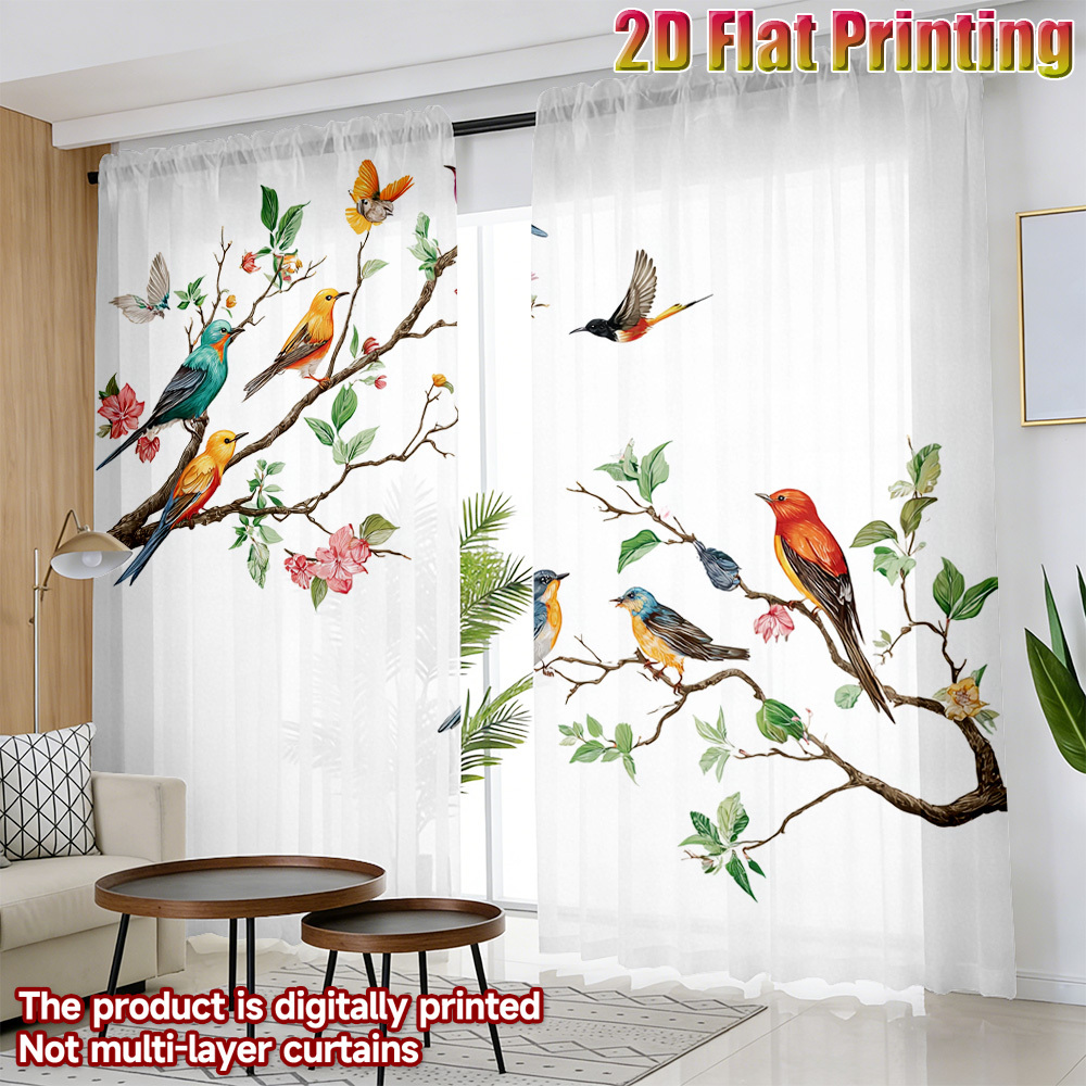 2 Adet Renkli Kuş Desenli Şeff - Home Office With Plants incelemesi ve fiyatı